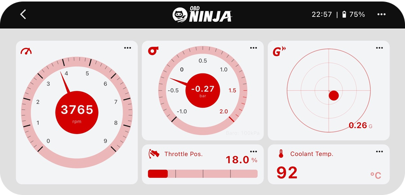 OBD Ninja app screen